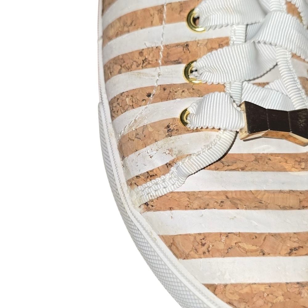 Kate Spade New York Lodero Tan and White Striped Fashion Sneakers 8.5 - Picture 5 of 10